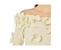 Amri Women's Off-The-Shoulder Floral Embellished Flary Gown
