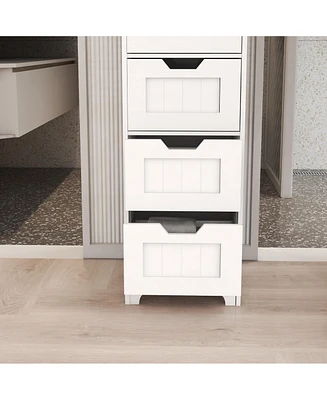 Casainc White Freestanding Storage Cabinet with 4 Drawers, Ideal for Bathroom, Kitchen & Living Room Organization