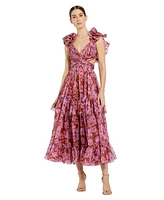Mac Duggal Women's Ruffle Tiered Cut-Out Chiffon Dress