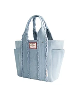 True Religion Frayed Handle Solid Denim Tote