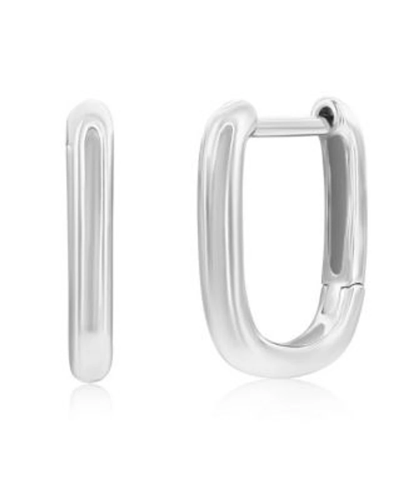 Simona Sterling Silver Rectangle Shaped Hoop Earrings