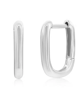 Simona Sterling Silver Rectangle Shaped Hoop Earrings