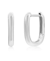 Simona Sterling Silver Rectangle Shaped Hoop Earrings