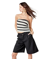 endless rose Women's Strapless Striped Knit Top