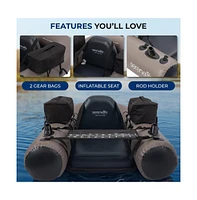 Inflatable Modular Fishing Kayak with Single-Action Hand Pump, Carry Bag, and Repair Kit