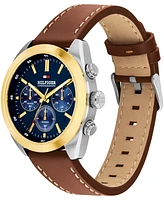 Tommy Hilfiger Men's Chronograph Brown Leather Strap Watch, 40mm