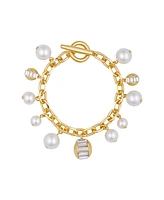 Vince Camuto Cultivated Pearl Crystal Charm Bracelet