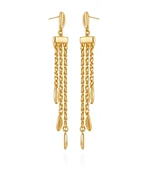 Vince Camuto Long Gold Tone Chain Tassel Earrings