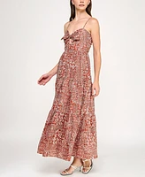 Trixxi Juniors' Printed Keyhole Sleeveless Maxi Dress