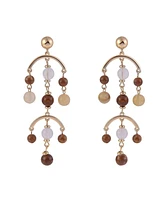 Rachel Rachel Roy Gold Tone and Brown Bead Chandelier Earrings