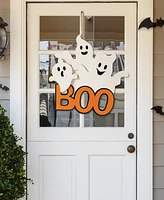 Glitzhome 14" Halloween Wooden Ghost Boo Door Hanger