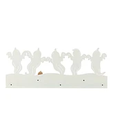 Glitzhome 7" Halloween Wooden Metal White Ghost Silhouette Countdown Table Sign