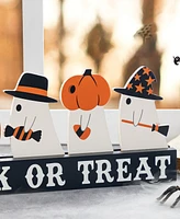 Glitzhome 5.25" Halloween Wooden Trick or Treat Pumpkin Ghosts Table Decor