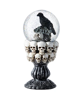 Glitzhome 7.25"H Halloween Resin Stacked Skull Waterglobe