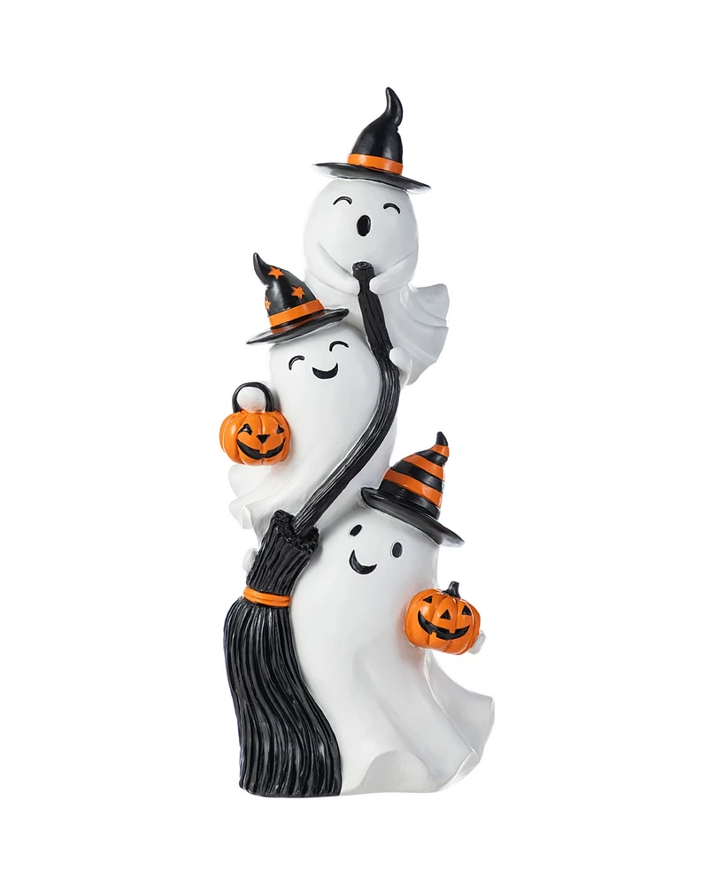 Glitzhome 21.75" Halloween Resin Stacked Ghost Porch Decor