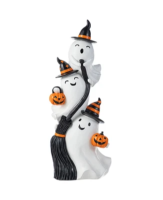 Glitzhome 21.75" Halloween Resin Stacked Ghost Porch Decor