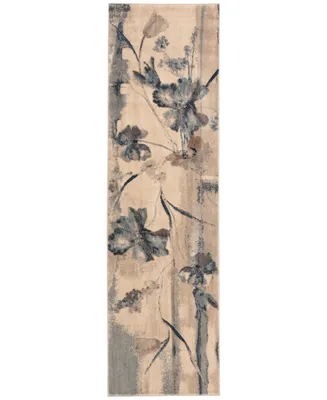 Closeout! Nourison Home Somerset Ivory/Blue Art Flower 2' x 5'9" Runner Rug