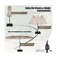 15 Feet Patio Double-Sided Umbrella with Hand-Crank System