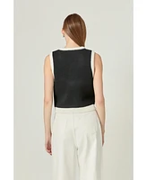 English Factory Women's Black and white knit vest