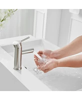 Single Hole Single-Handle Bathroom Faucet With Pop Up Drain Brushed Nickel