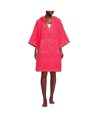 Lands' End Women's Terry 3/4 Sleeve Pullover Hooded Spa Robe