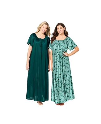 Only Necessities Women's 2-Pack Long Silky Gown
