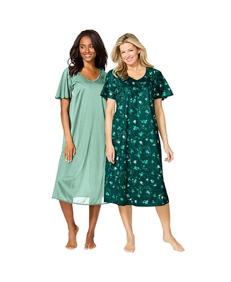 Only Necessities Women's 2-Pack Short Silky Gown
