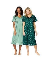 Only Necessities Women's 2-Pack Short Silky Gown