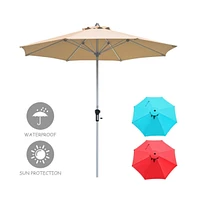 9 Feet Patio Outdoor Market Umbrella with Aluminum Pole without Weight Base