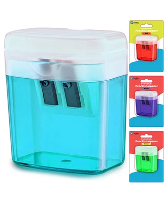 Pencil Sharpener Dual Hole Manual Yellow, Jumbo Crayon w/Cover & Bin, Handheld Sharpeners for Large Standard Pencils, 1 Pc –