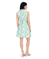 kensie Women's Cotton Embroidered Sleeveless Dress