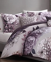 Bebejan Plum Petal Bedding 100% Cotton Sateen 5 Piece King Size Reversible Comforter Set