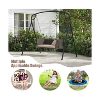 Patio Metal Swing Stand with Double Side Bars and 2-Ring Design
