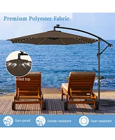 Gymax 10 Ft Offset Patio Umbrella Solar Powered Cantilever w/ 112 Led Lights
