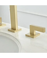 8 in. Widespread Double Handle Bathroom Faucet With Supply Hose in Brushed Gold