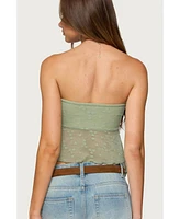 Edikted Women's Embroidered Sheer Strapless Top