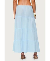 Edikted Women's Kaila Cotton Tiered Maxi Skirt