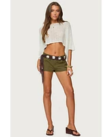 Edikted Women's Hazen Grommet Low Rise Shorts