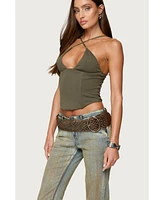 Edikted Women's Lou Crossover Beaded Corset