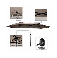 15 Feet Double-Sided Outdoor Patio Umbrella with Crank without Base