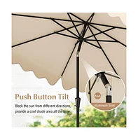 9 Feet Patio Umbrella with Crank Handle and Push Button Tilt