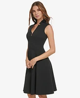 Calvin Klein Women's Sleeveless Scuba Crepe A-Line Dress