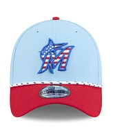 New Era Men's Light Blue/Red Miami Marlins 2025 Fourth of July 39THIRTY Flex Hat