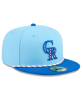 New Era Men's Light Blue/Blue Colorado Rockies 2025 Fourth of July 59FIFTY Fitted Hat