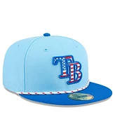 New Era Men's Light Blue/Blue Tampa Bay Rays 2025 Fourth of July 59FIFTY Fitted Hat