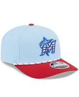 New Era Men's Light Blue/Red Miami Marlins 2025 Fourth of July 9SEVENTY Adjustable Hat
