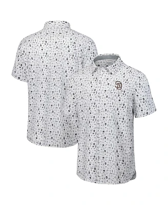 Tommy Bahama Men's Gray San Diego Padres Nova Wave Riptide Rally Camp Button-Up Short Sleeve Shirt