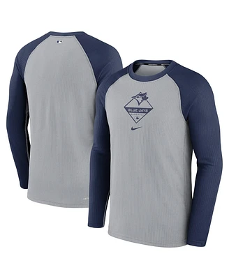 Nike Men's Gray/Navy Toronto Blue Jays Game Authentic Collection Performance Raglan Long Sleeve T-Shirt