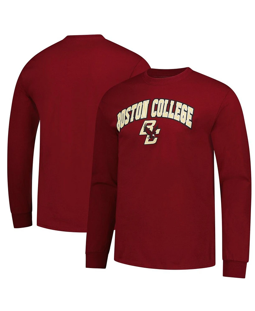 Fanatics Unlabeled Men's Maroon Boston College Eagles Logo Long Sleeve T-Shirt