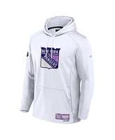 Fanatics Men's White New York Rangers Authentic Pro Hockey Fights Cancer Pullover Hoodie
